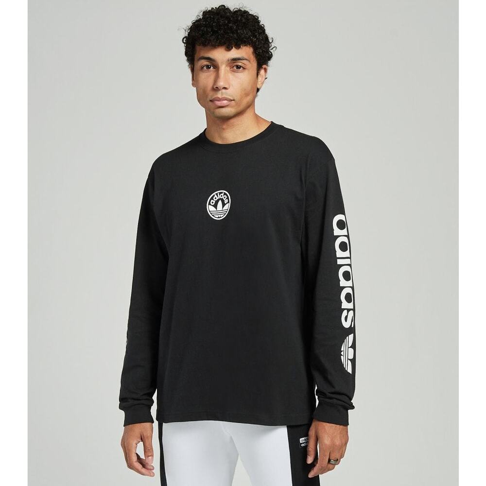 Adidas Circle Trefoil Long Sleeve Tee in Black‎ Size Small